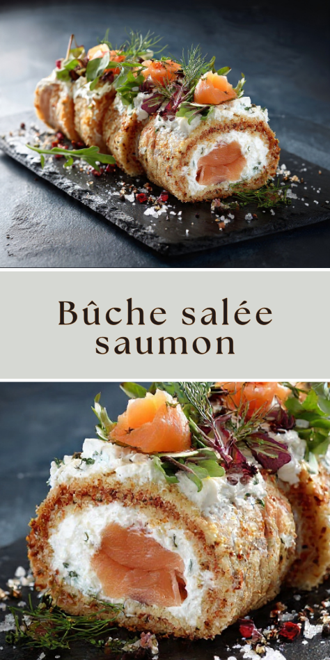 Bûche salée saumon et fromage frais roulée avec aneth