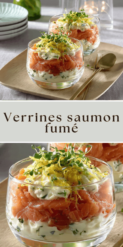 Verrines saumon fumé avec fromage frais et citron confit