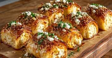 Feuilletés feta miel croustillants dorés au four avec graines de sésame