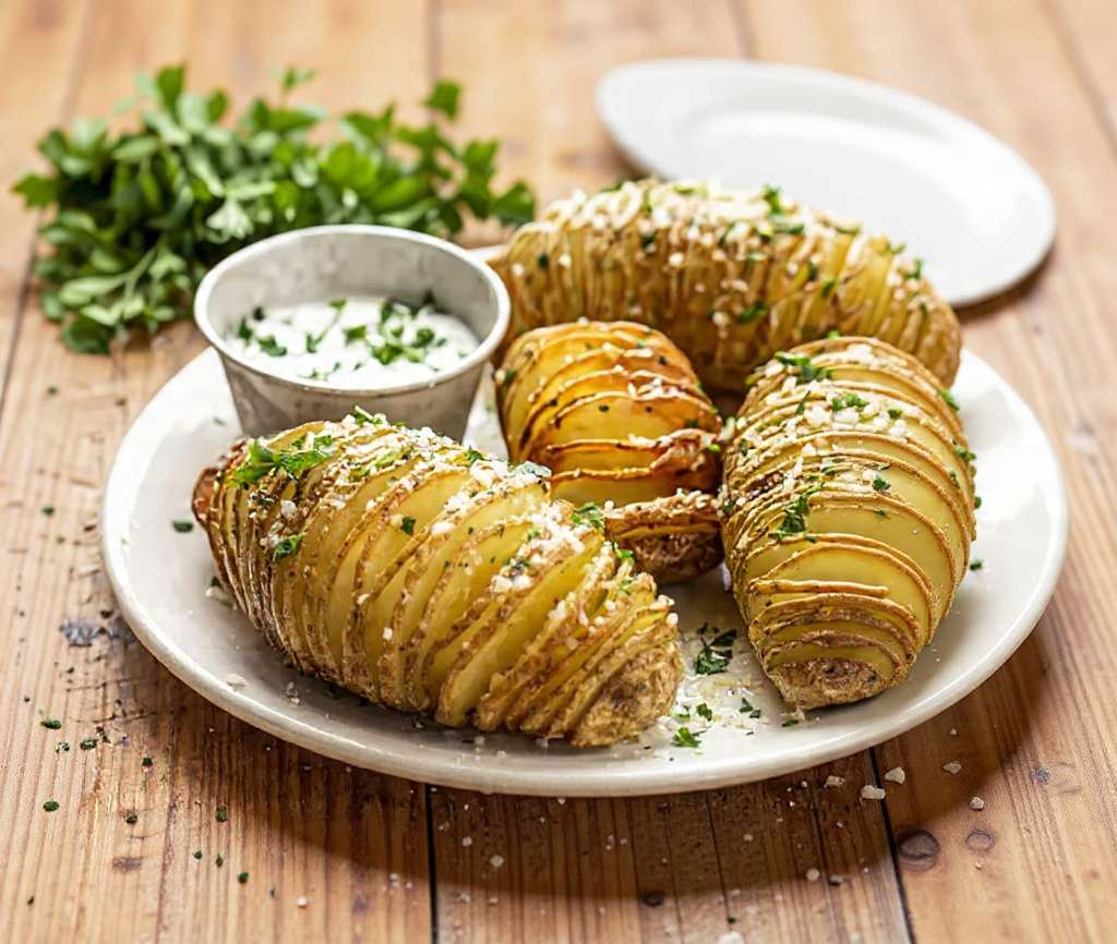 Pommes de terre Hasselback croustillantes au four dorées et fondantes
