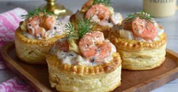 Vol au vent crevettes garni de fenouil et crème à l’anis