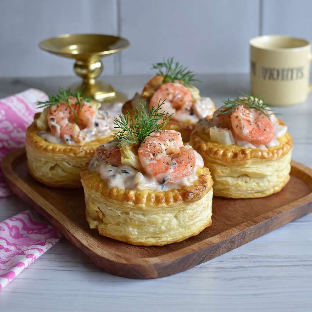Vol au vent crevettes garni de fenouil et crème à l’anis