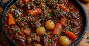 Bœuf mijoté aux carottes et pommes de terre façon grand-mère en cocotte