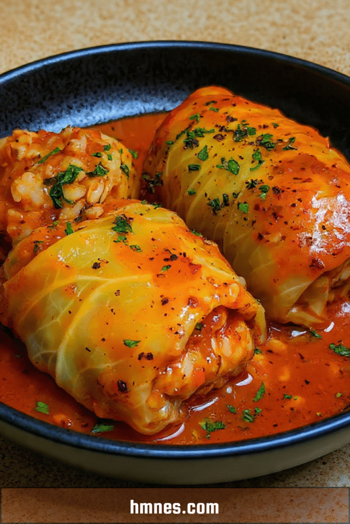 Choux farcis fondants à la sauce tomate maison dans une cocotte