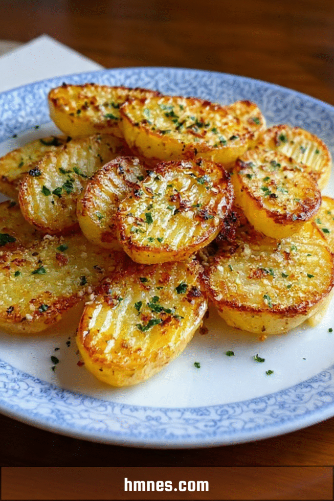 Frites de pommes de terre au parmesan croustillantes au four dorées et parsemées de persil frais
