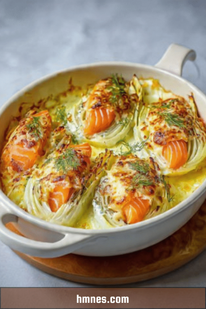 Gratin d’endives au saumon gratiné au fromage avec touche de citron