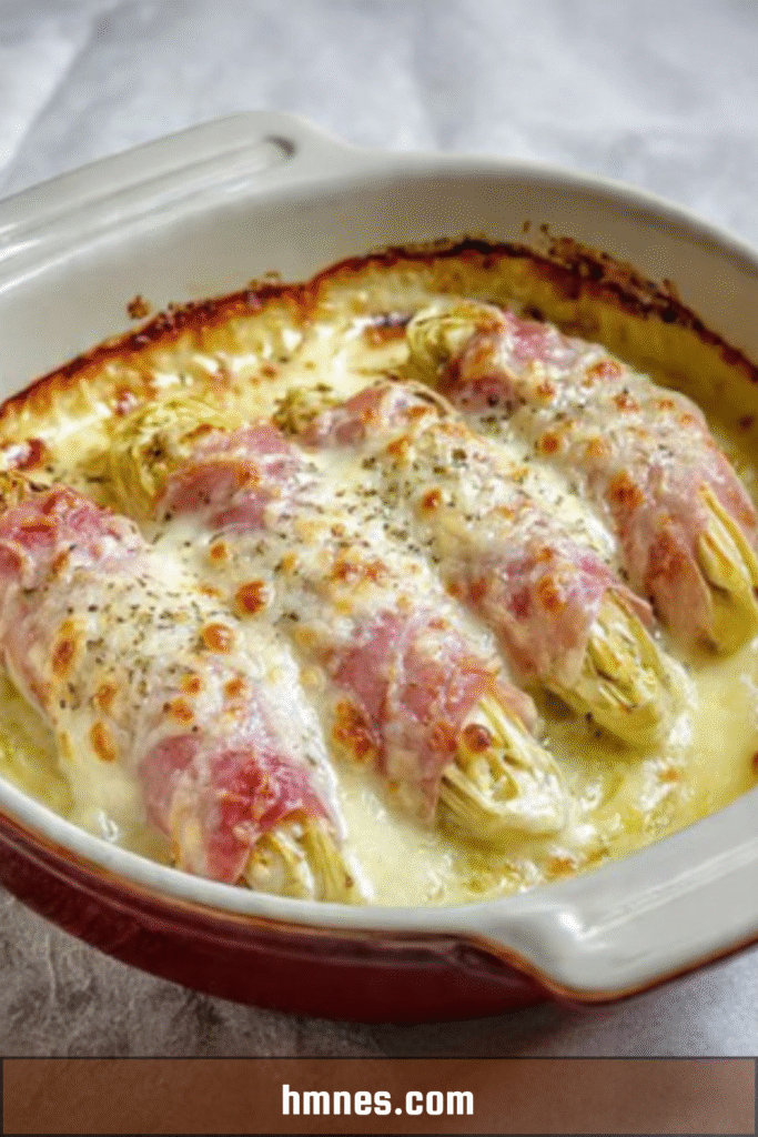 Endives au jambon gratinées à la béchamel et fromage doré