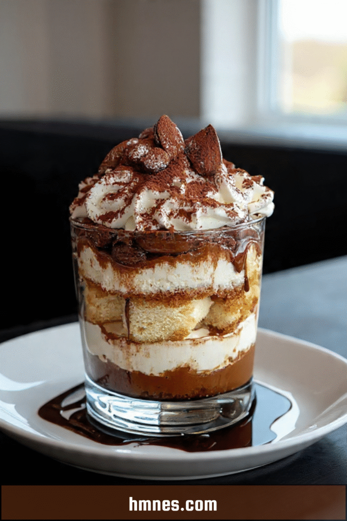 Verrine tiramisu chocolat café avec crème mascarpone et cacao