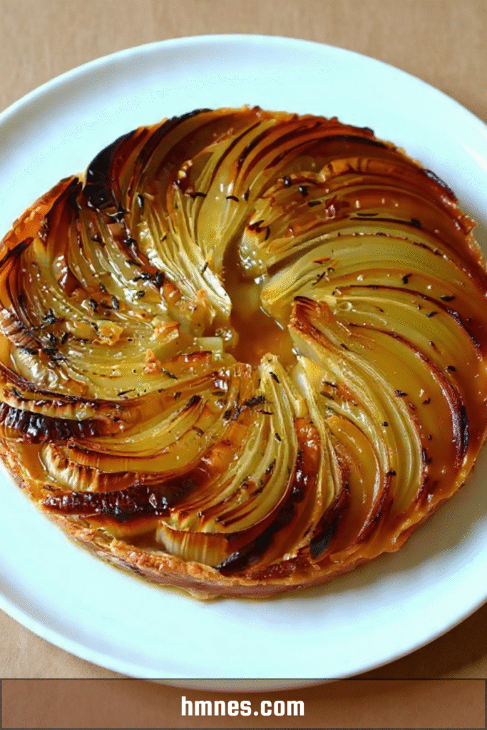 Tatin d’endives au chèvre caramélisée au miel avec pâte feuilletée dorée