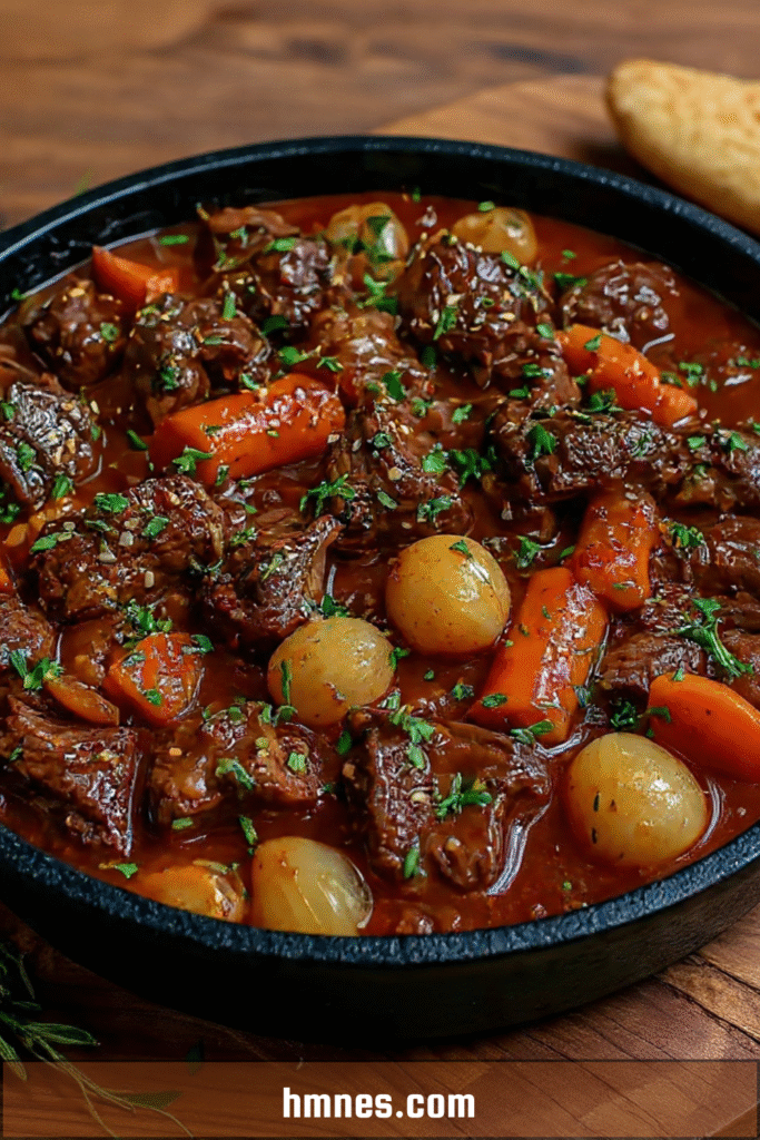 Bœuf mijoté aux carottes et pommes de terre façon grand-mère en cocotte
