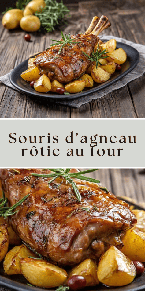 Souris d’agneau rôtie au four accompagnée de pommes de terre fondantes et herbes aromatiques