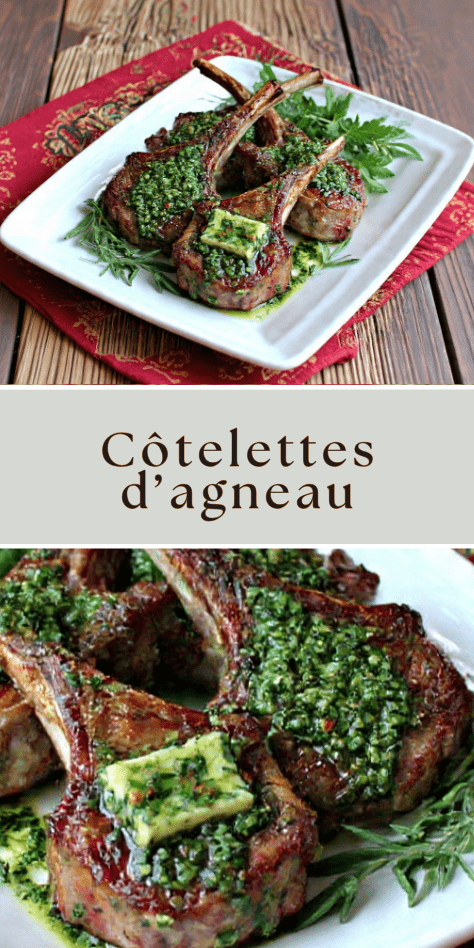 Côtelettes d’agneau beurre persillé dorées à la poêle avec beurre fondant à l’ail et persil