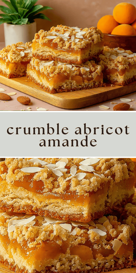 Carrés crumble abricot amande croustillants et fondants