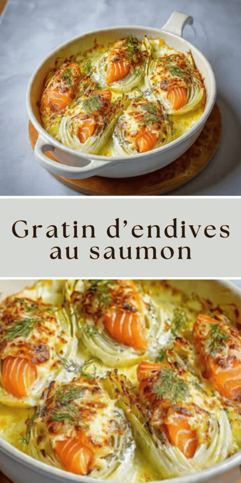 Gratin d’endives au saumon gratiné au fromage avec touche de citron