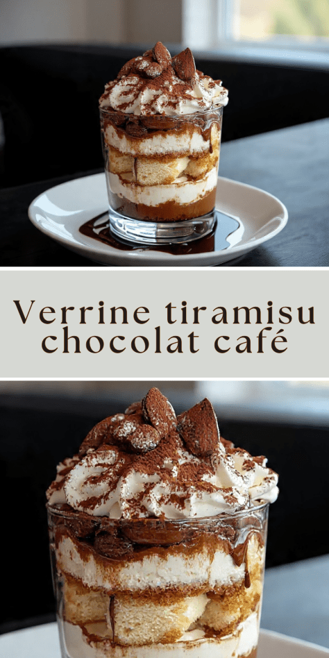 Verrine tiramisu chocolat café avec crème mascarpone et cacao