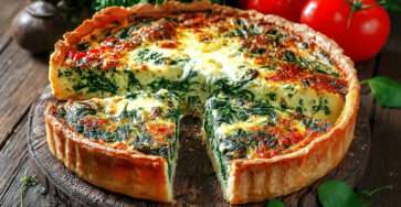 Tarte salée aux épinards, fromage fondant et œufs dorée au four