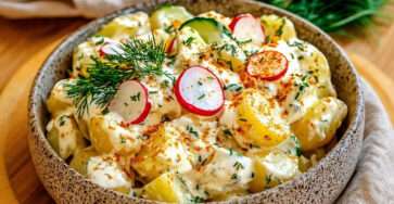 Salade de pomme de terre au yaourt citronné avec radis et aneth frais