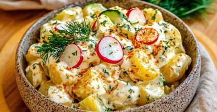 Salade de pomme de terre au yaourt citronné avec radis et aneth frais