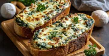 Crostoni italiens aux épinards et fromage gratiné doré
