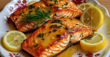 Pavés de saumon glacés au citron et au miel caramélisés en poêle