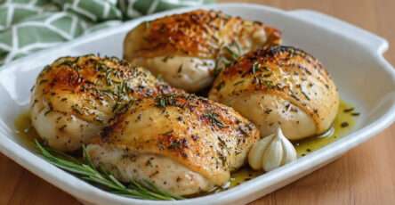 Cuisses de poulet rôties au romarin et à l’ail avec peau croustillante