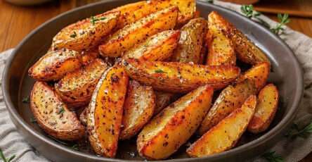 Potatoes wedges rôties au paprika fumé et à l’ail, dorées et croustillantes au four