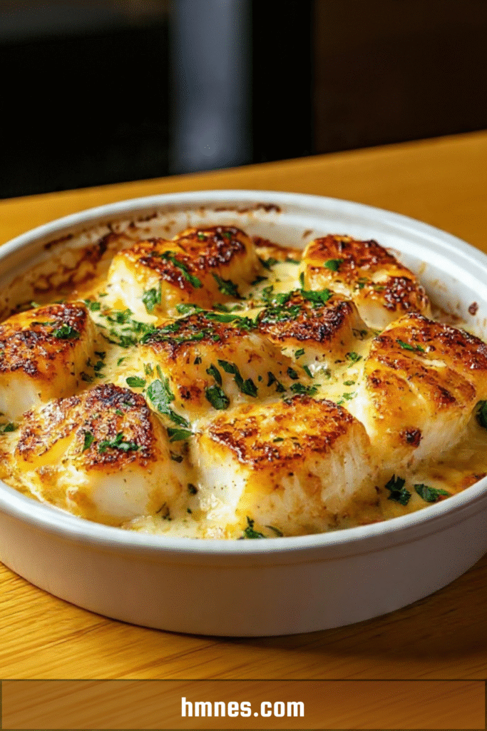 Gratin de cabillaud crémeux au fromage doré au four