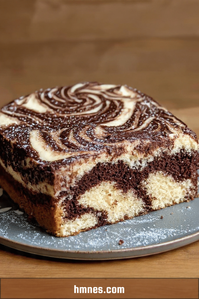 Gâteau marbré moelleux vanille chocolat tranché avec effet marbré visible