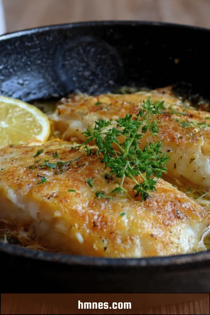 Filets de poisson blanc dorés à la poêle au citron et thym