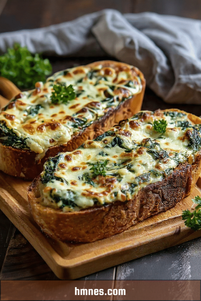 Crostoni italiens aux épinards et fromage gratiné doré