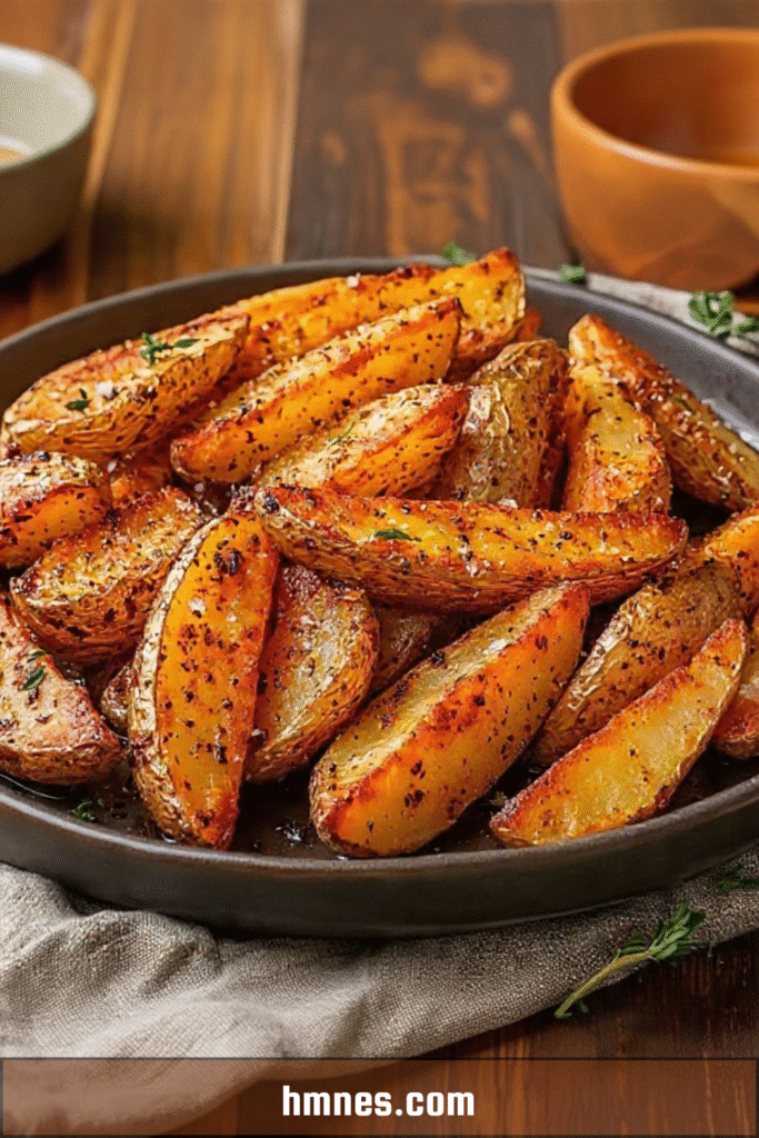 Potatoes wedges rôties au paprika fumé et à l’ail, dorées et croustillantes au four