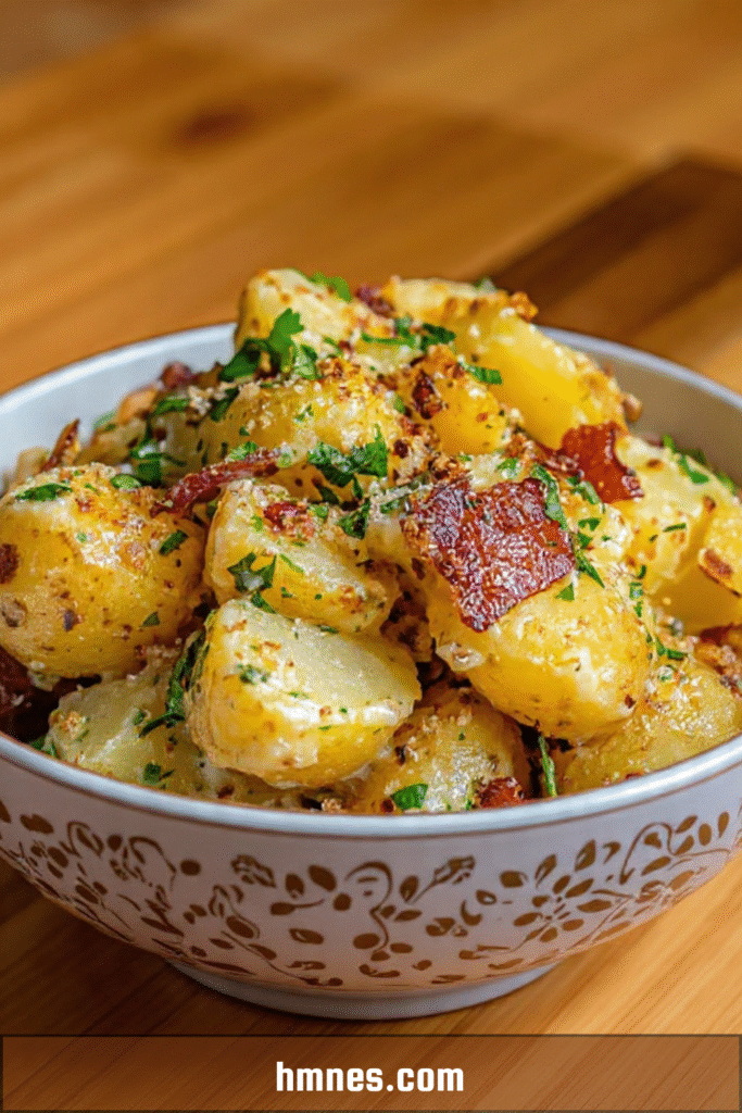 Pommes de terre croustillantes au bacon et persillade dorée au four