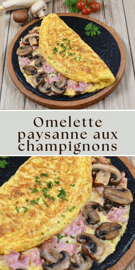 omelette paysanne aux champignons lardons servie bien chaude et moelleuse