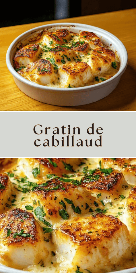 Gratin de cabillaud crémeux au fromage doré au four