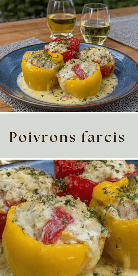 Poivrons farcis façon blanquette traditionnelle, sauce crémeuse