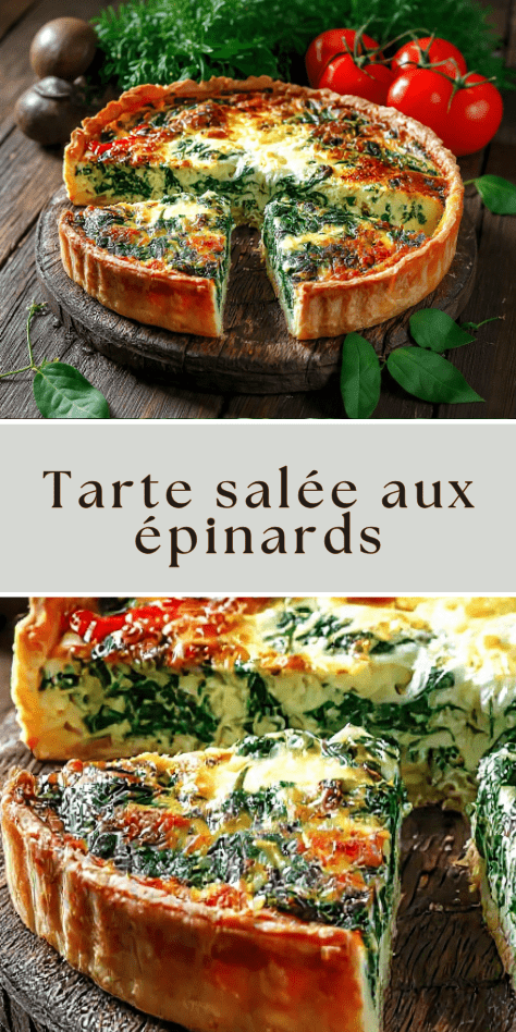 Tarte salée aux épinards, fromage fondant et œufs dorée au four
