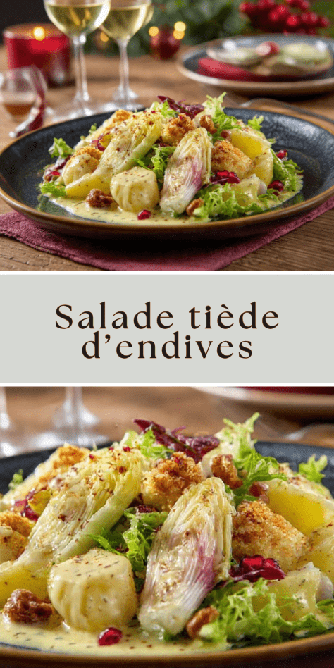 Salade tiède endives pommes de terre avec fromage fondant et noix