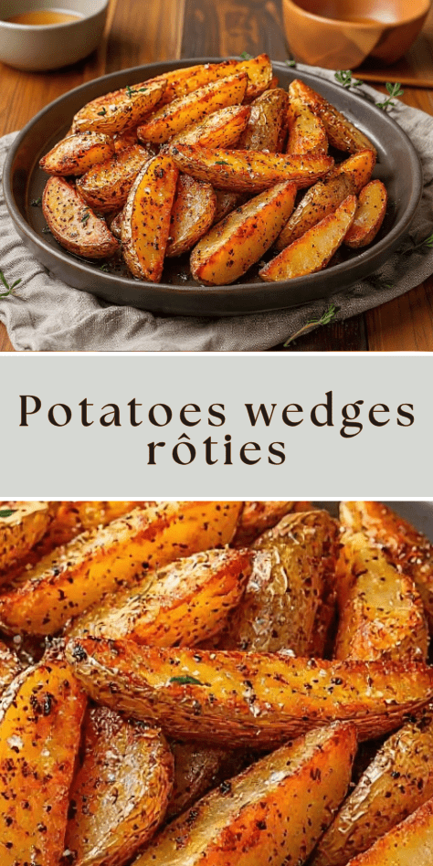 Potatoes wedges rôties au paprika fumé et à l’ail, dorées et croustillantes au four