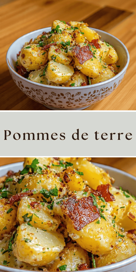 Pommes de terre croustillantes au bacon et persillade dorée au four