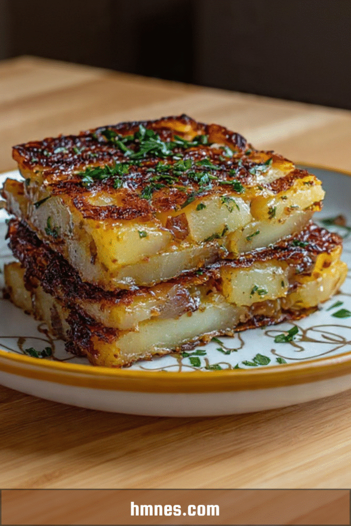 galette pommes de terre croustillante oignons dorée