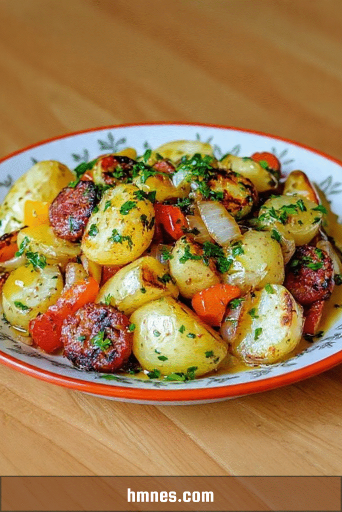 Salade de pommes de terre au chorizo avec poivrons et persil frais