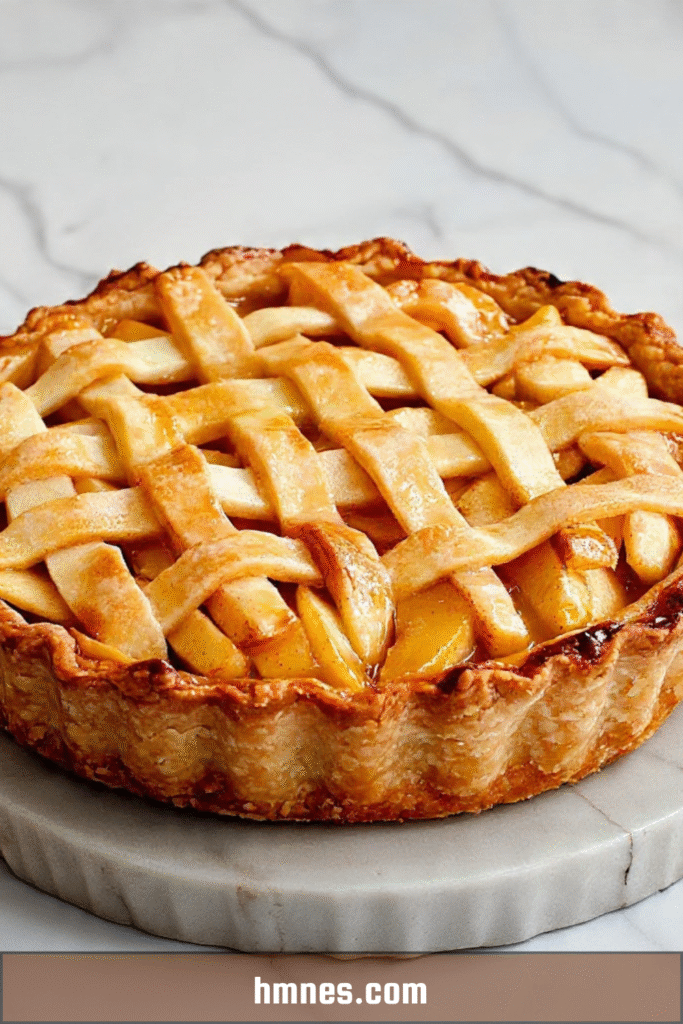 Tarte aux pommes tressée avec pâte dorée et garniture fondante