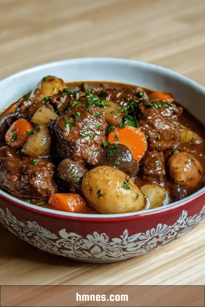 Bœuf mijoté aux carottes pommes de terre et champignons