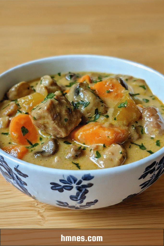 Blanquette de veau crémeuse aux carottes et champignons
