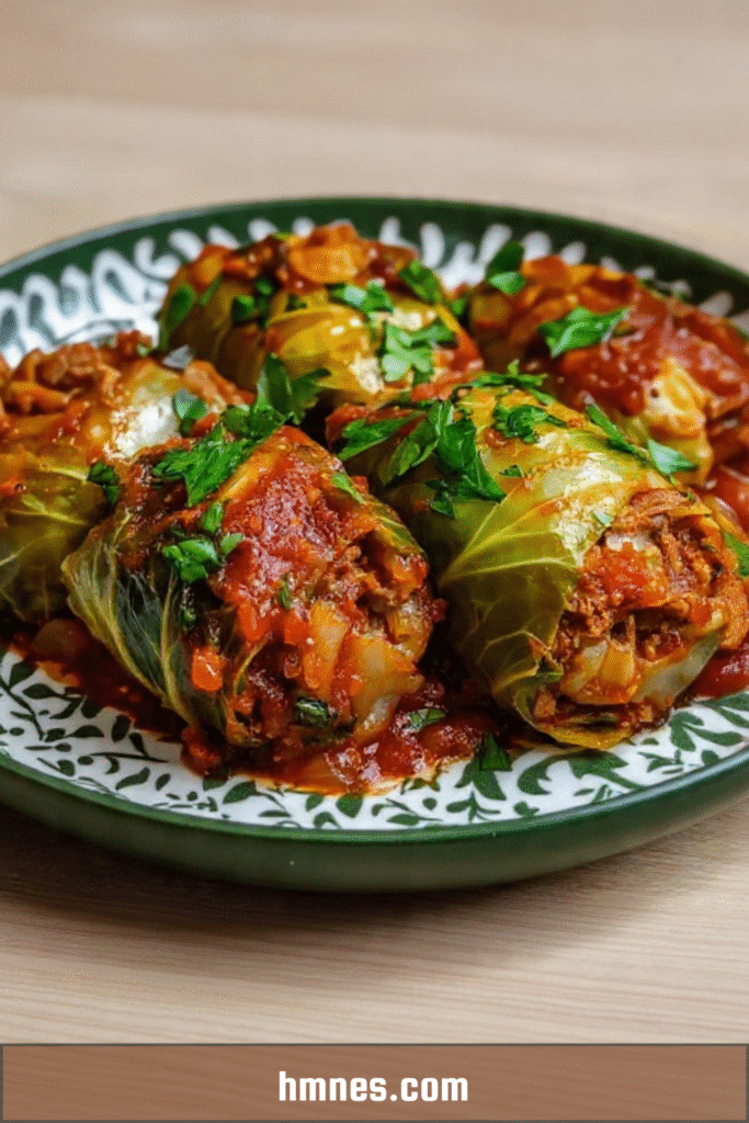 Choux farcis à la viande hachée dans sauce tomate
