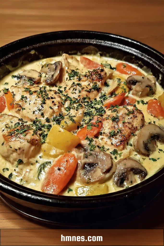 Blanquette de poulet crémeuse carottes champignons