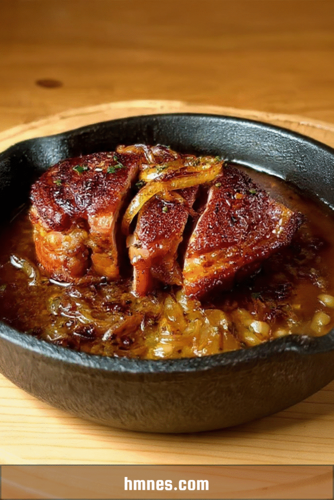 Rouelle de porc confite sauce ail et oignons