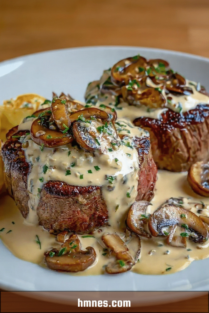 Filet mignon sauce Boursin champignons crémeuse