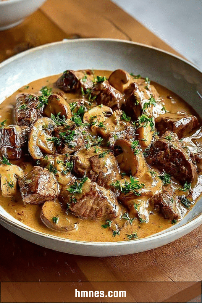 Bœuf Stroganoff crémeux champignons sauce