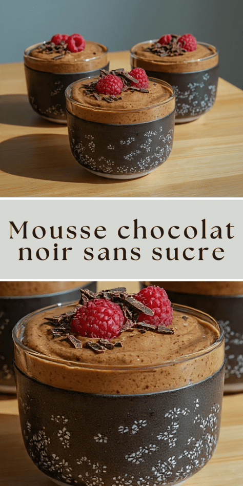 mousse chocolat noir sans sucre framboises légère